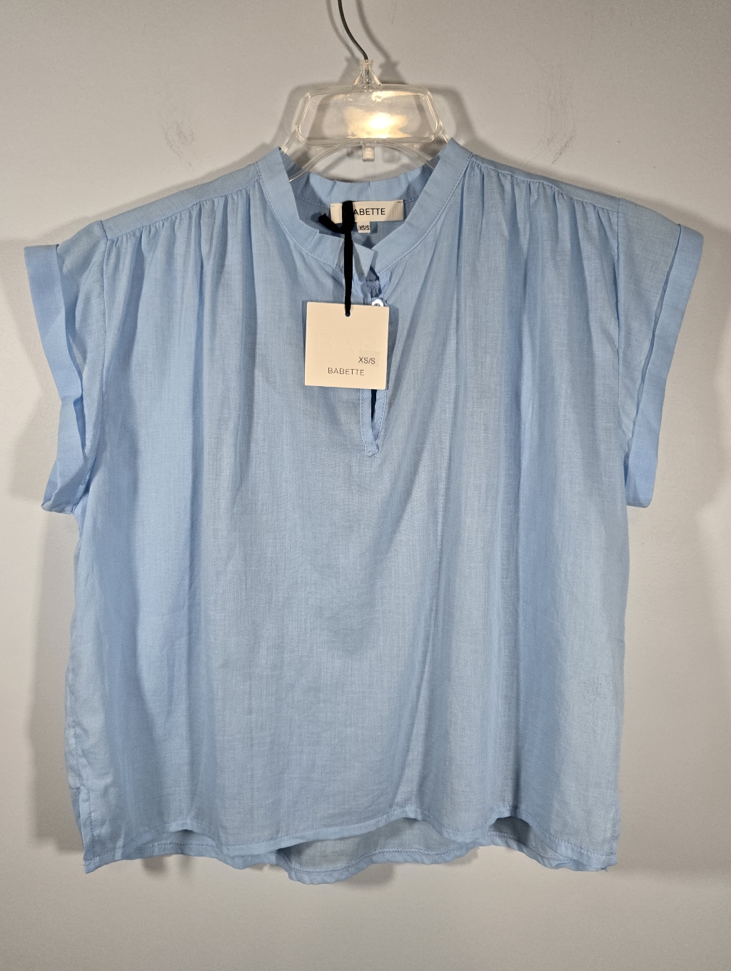Nwt Babette Voile Cotton Blue Sheer Top Size Xs/S Cap Sleeve W Cami Lightweight